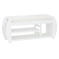 Banc coffre de rangement multifonction avec coussin et panneau latéral galbé pour entrée et salon