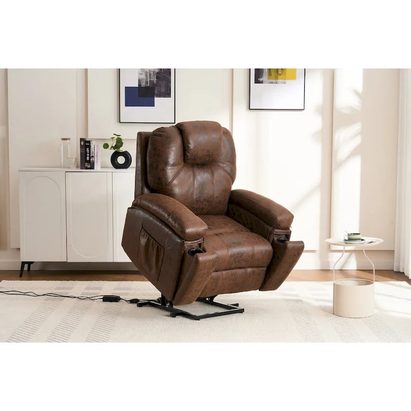 Fauteuil Élévateur Inclinable Électrique avec Massage, Chaleur pour Personnes Âgées, Fauteuils Inclinables Larges Surdimensionnés, Robuste, Mécanisme d'Inclinaison de Sécurité