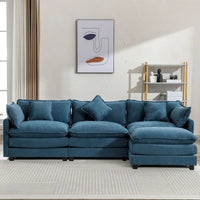 Canapé d'angle moderne en chenille de 284 cm avec 5 oreillers