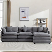 Canapé d'angle moderne en chenille de 284 cm avec 5 oreillers