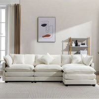 Canapé d'angle moderne en chenille de 284 cm avec 5 oreillers