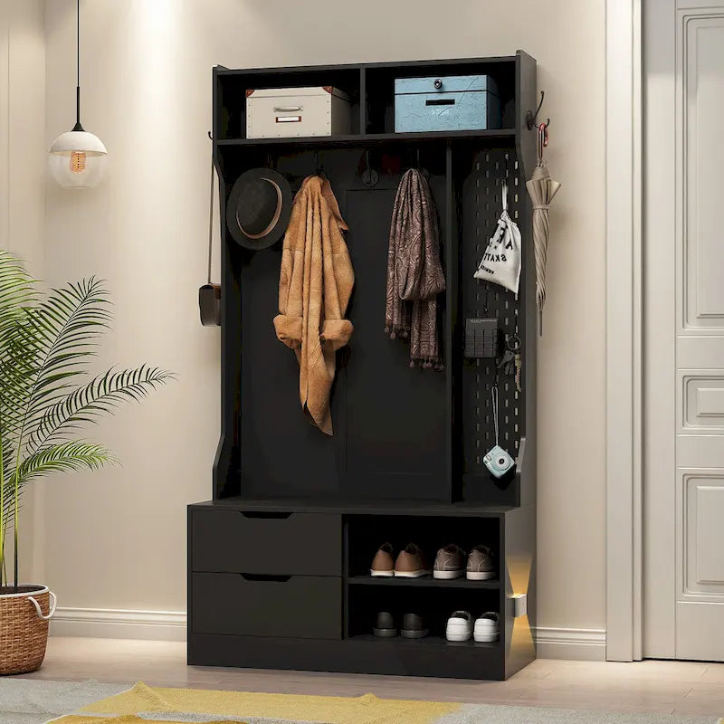 Meuble d'entrée avec 6 crochets, porte-manteau, banc d'entrée, banc de rangement, pour entrée et couloir