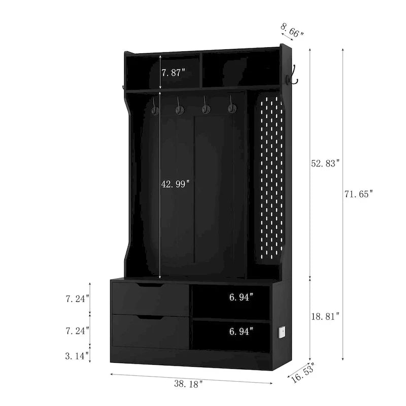 Meuble d'entrée avec 6 crochets, porte-manteau, banc d'entrée, banc de rangement, pour entrée et couloir