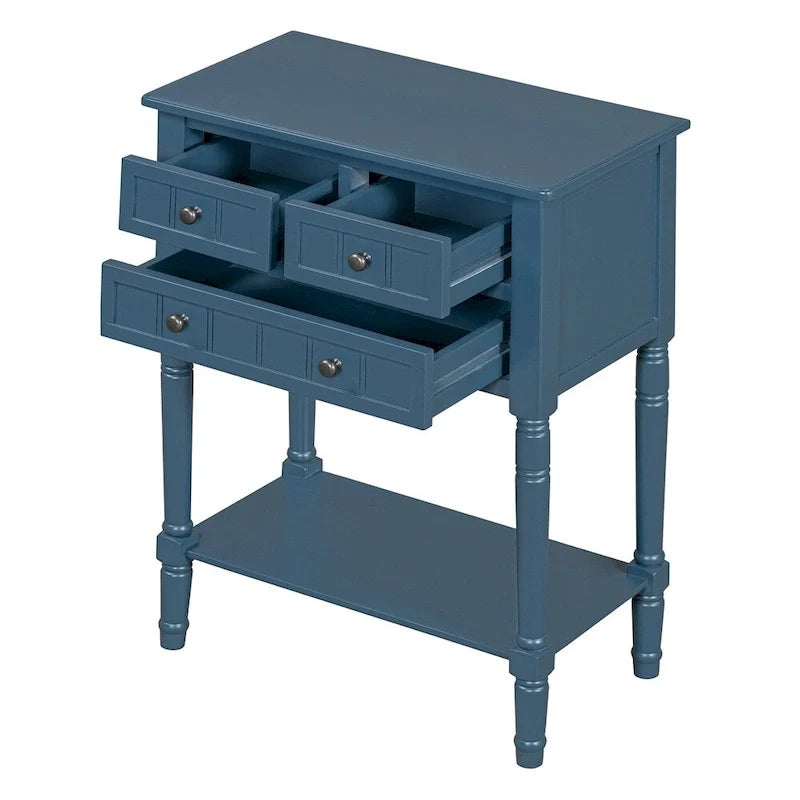 Console avec 3 tiroirs de rangement et étagère inférieure