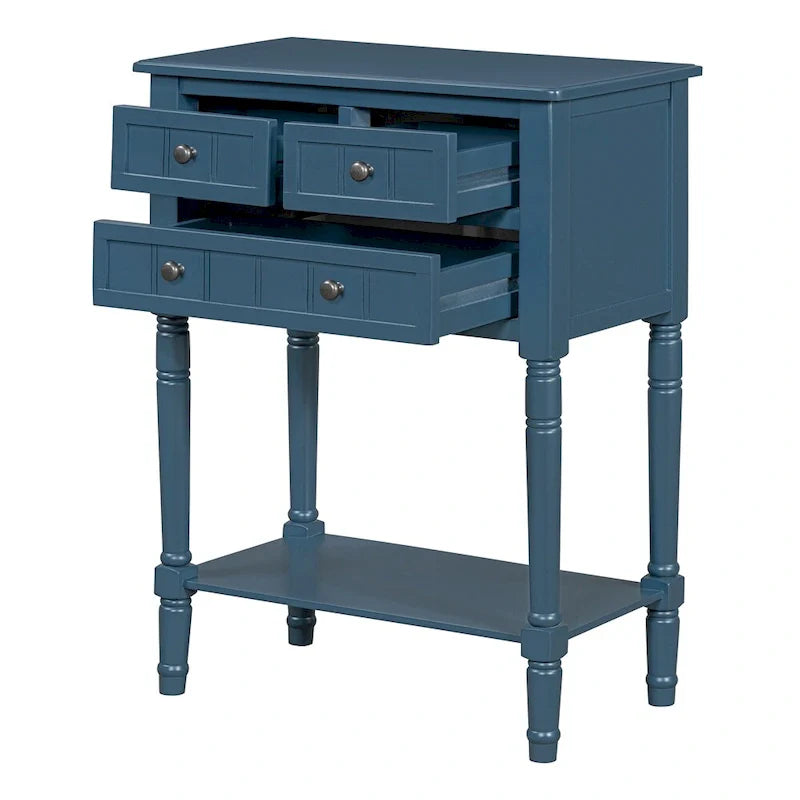 Console avec 3 tiroirs de rangement et étagère inférieure