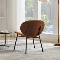 Chaise d'appoint Mid-Century Modern Shell Chair Trépied, Chaise longue en tissu orange avec finition noyer et dossier confortable