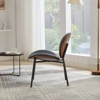 Chaise d'appoint Mid-Century Modern Shell Chair Trépied, Chaise longue en tissu orange avec finition noyer et dossier confortable