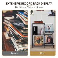 Table tourne-disque avec rangement pour disques vinyles - 27,5 x 11,8 x 32,5 pouces