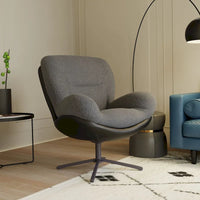 Fauteuil d'appoint pivotant, fauteuil de salon avec structure en métal, fauteuil de relaxation confortable à siège unique, fauteuil de lecture pivotant à 360 degrés.
