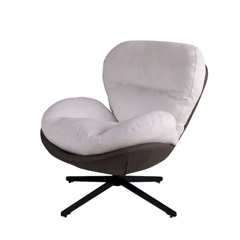Fauteuil d'appoint pivotant, fauteuil de salon avec structure en métal, fauteuil de relaxation confortable à siège unique, fauteuil de lecture pivotant à 360 degrés.