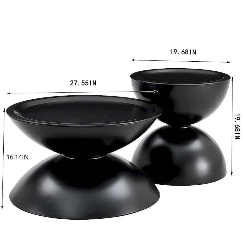 Tables basses gigognes rondes avec cadre en métal (lot de 2)