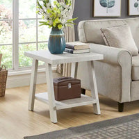 Table d'appoint contemporaine en bois avec cadre en bois dur de haute qualité, finition blanche