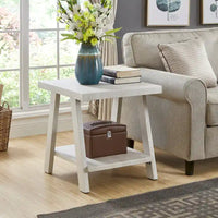 Table d'appoint contemporaine en bois avec cadre en bois dur de haute qualité, finition blanche