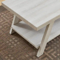 Table d'appoint contemporaine en bois avec cadre en bois dur de haute qualité, finition blanche