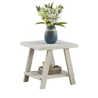 Table d'appoint contemporaine en bois avec cadre en bois dur de haute qualité, finition blanche