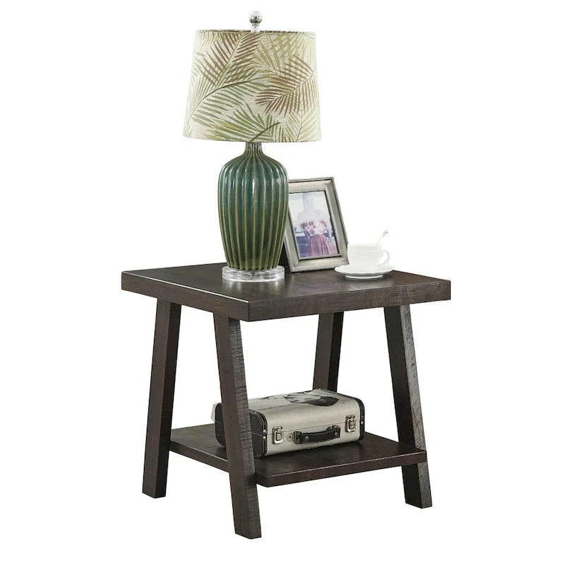 Table d'appoint contemporaine en bois avec cadre en bois dur de haute qualité, finition blanche