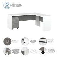 Bureau informatique en L Echo 72 pouces avec tiroirs par Bush Business Furniture