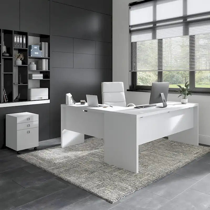 Bureau informatique en L Echo 72 pouces avec tiroirs par Bush Business Furniture