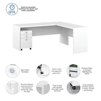Bureau informatique en L Echo 72 pouces avec tiroirs par Bush Business Furniture