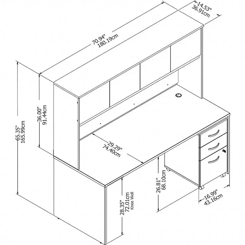 Bureau 72W Studio C avec huche et tiroirs de Bush Business Furniture