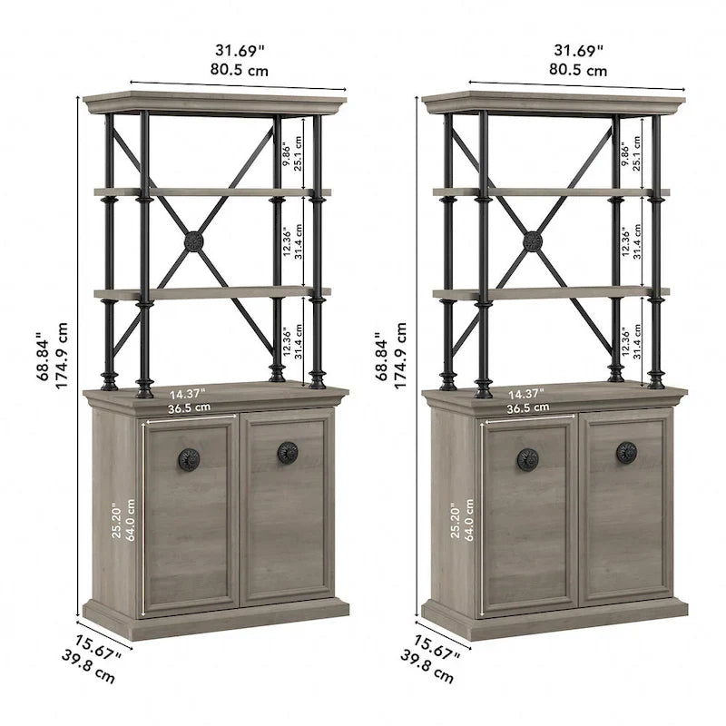Bibliothèque de designer Coliseum avec portes (ensemble de deux) par Bush Furniture