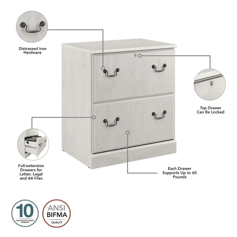 Meuble classeur latéral Bush Furniture Saratoga, en Merisier récolte