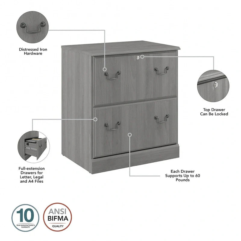 Meuble classeur latéral Bush Furniture Saratoga, en Merisier récolte