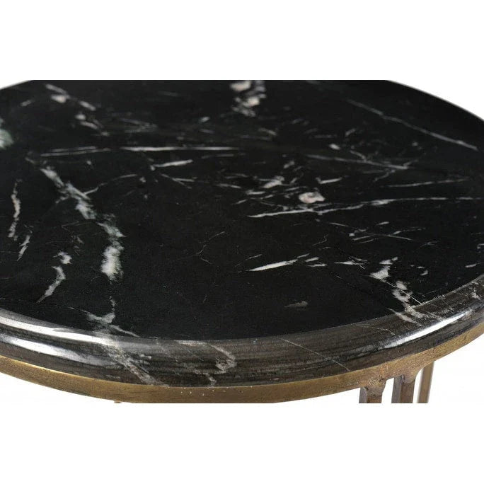 HomeRoots 23 Table d'appoint ronde en marbre et fer doré et noir - 23