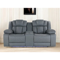 Causeuse inclinable électrique gris clair 75 en similicuir avec rangement