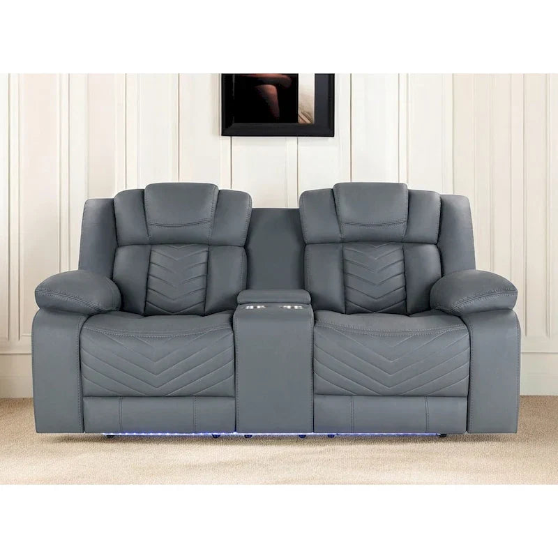 Causeuse inclinable électrique gris clair 75 en similicuir avec rangement