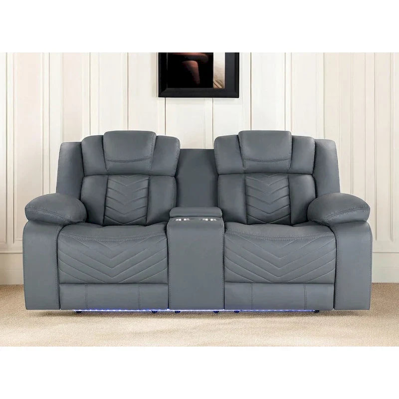 Causeuse inclinable électrique gris clair 75 en similicuir avec rangement