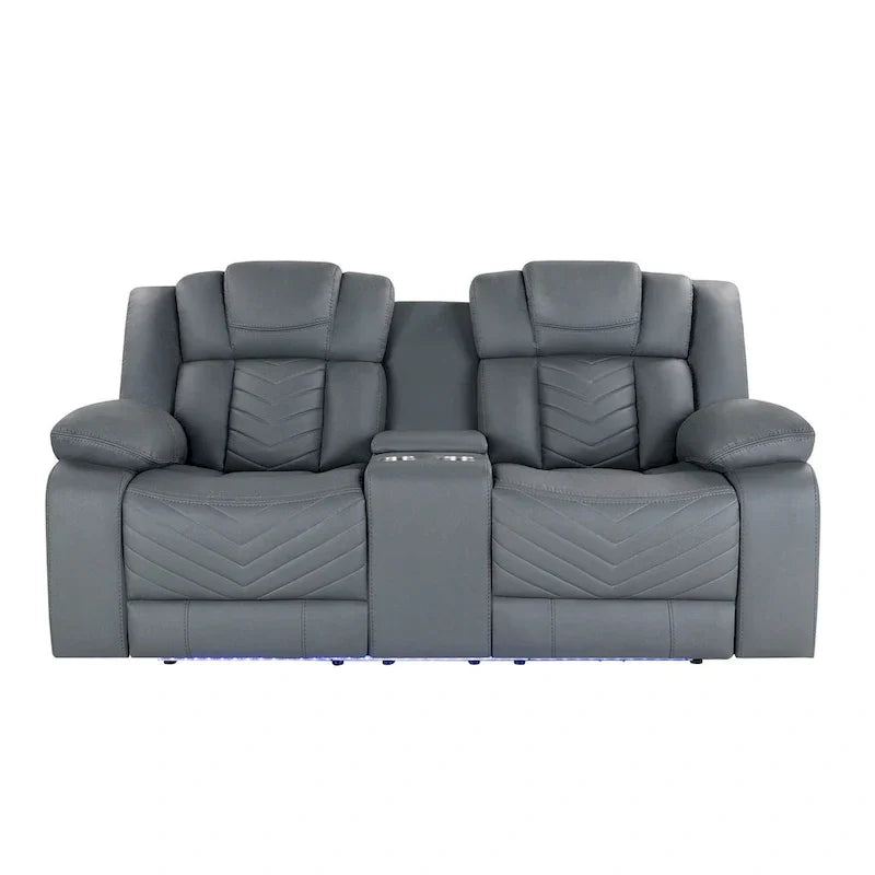 Causeuse inclinable électrique gris clair 75 en similicuir avec rangement