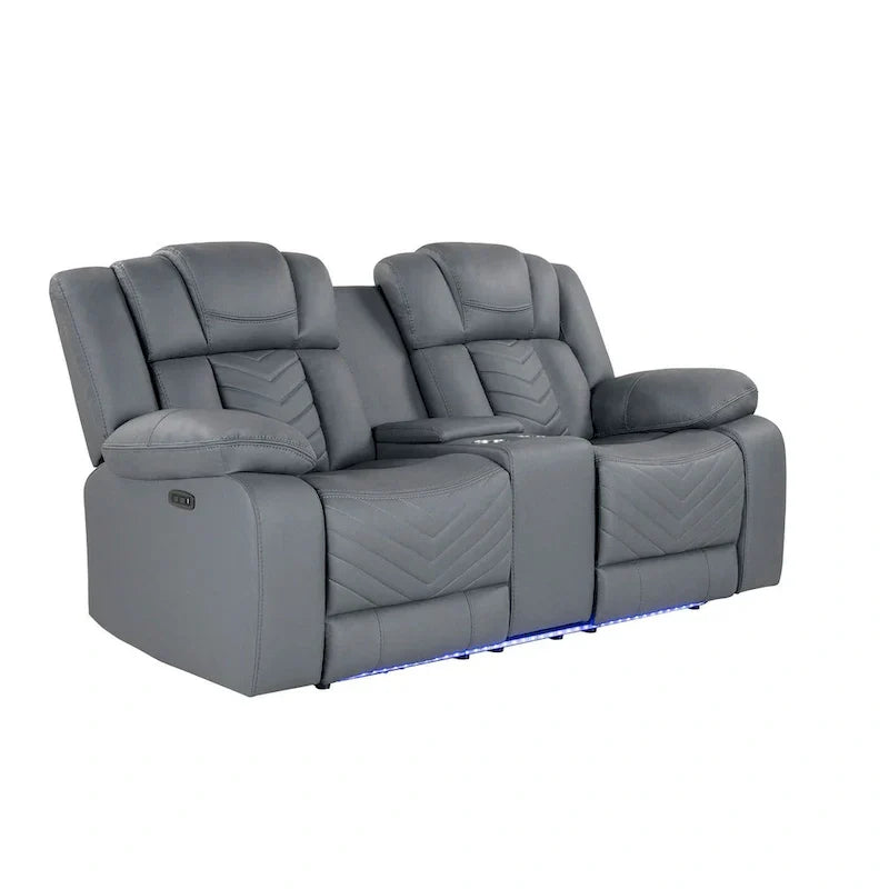 Causeuse inclinable électrique gris clair 75 en similicuir avec rangement