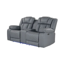 Causeuse inclinable électrique gris clair 75 en similicuir avec rangement