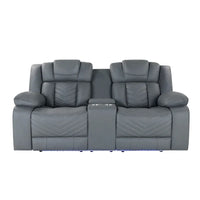 Causeuse inclinable électrique gris clair 75 en similicuir avec rangement