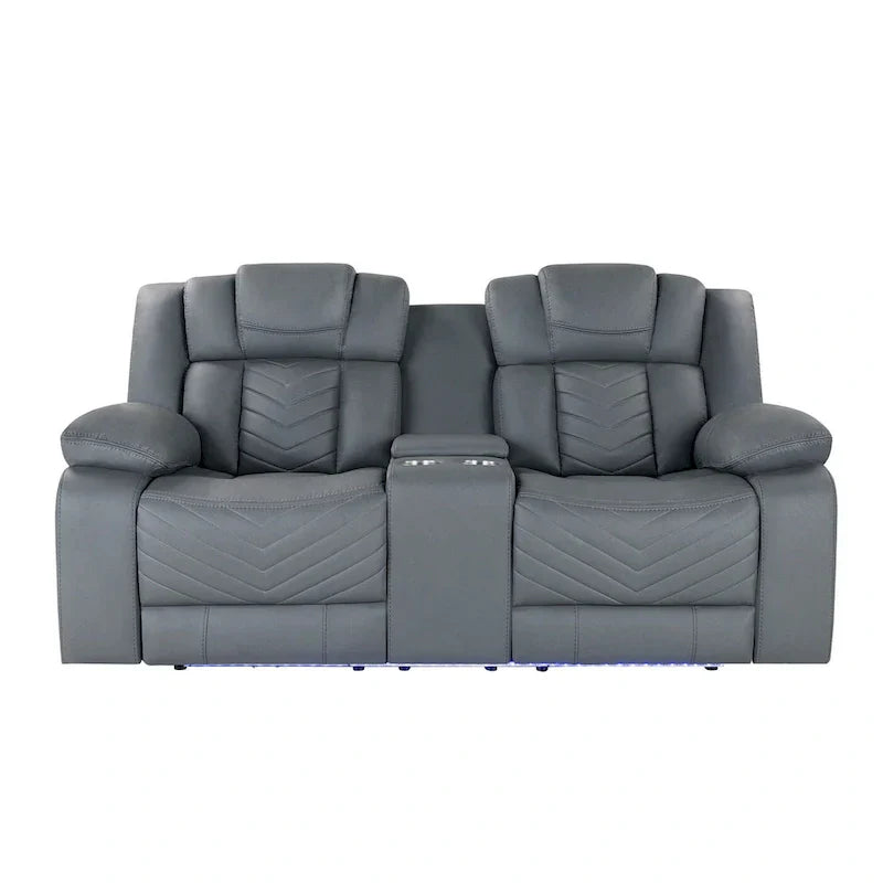 Causeuse inclinable électrique gris clair 75 en similicuir avec rangement