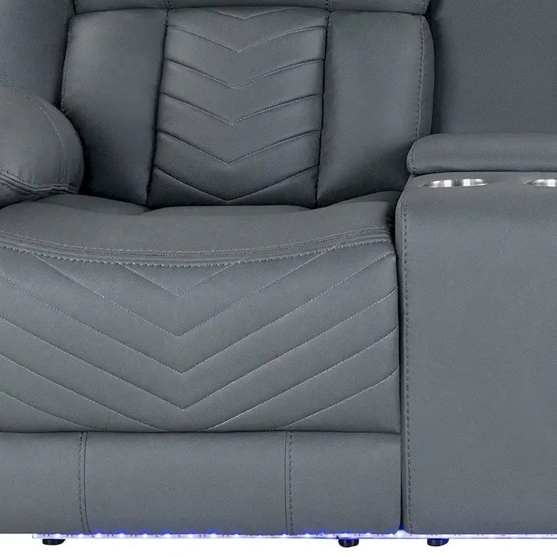 Causeuse inclinable électrique gris clair 75 en similicuir avec rangement
