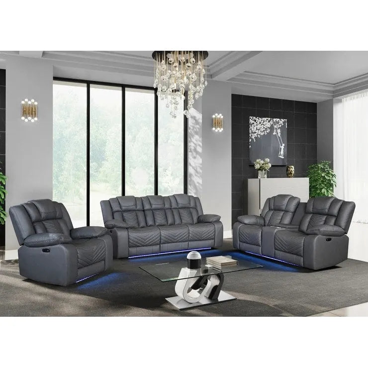 Causeuse inclinable électrique gris clair 75 en similicuir avec rangement