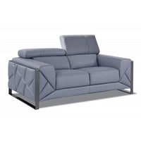 HomeRoots Causeuse en cuir italien bleu clair et noir 75