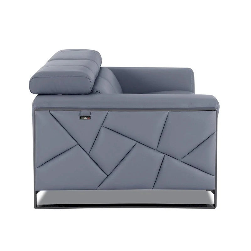 HomeRoots Causeuse en cuir italien bleu clair et noir 75