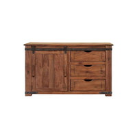 Meuble TV HomeRoots 50 en bois massif marron avec rangement fermé, finition vieillie - 50' X '34.75' X '17.75