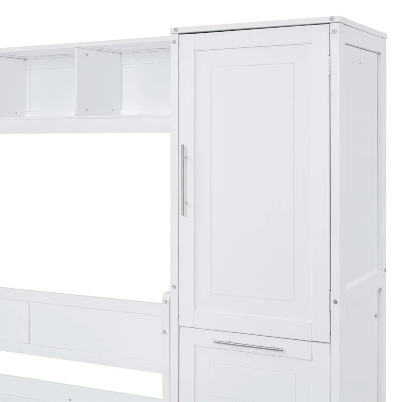Lit escamotable mural taille Queen avec penderie et tiroirs