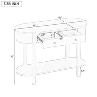Console vintage avec 2 tiroirs de rangement, étagère inférieure ouverte et design galbé pour entrée de maison et hôtel