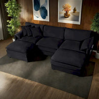 109,45 Canapé sectionnel modulaire en U rembourré en chenille avec coussins double couche, combinaison DIY