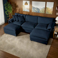 109,45 Canapé sectionnel modulaire en U rembourré en chenille avec coussins double couche, combinaison DIY