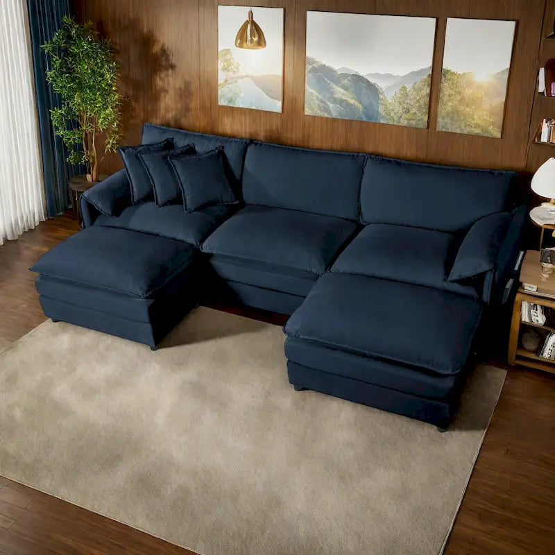 109,45 Canapé sectionnel modulaire en U rembourré en chenille avec coussins double couche, combinaison DIY