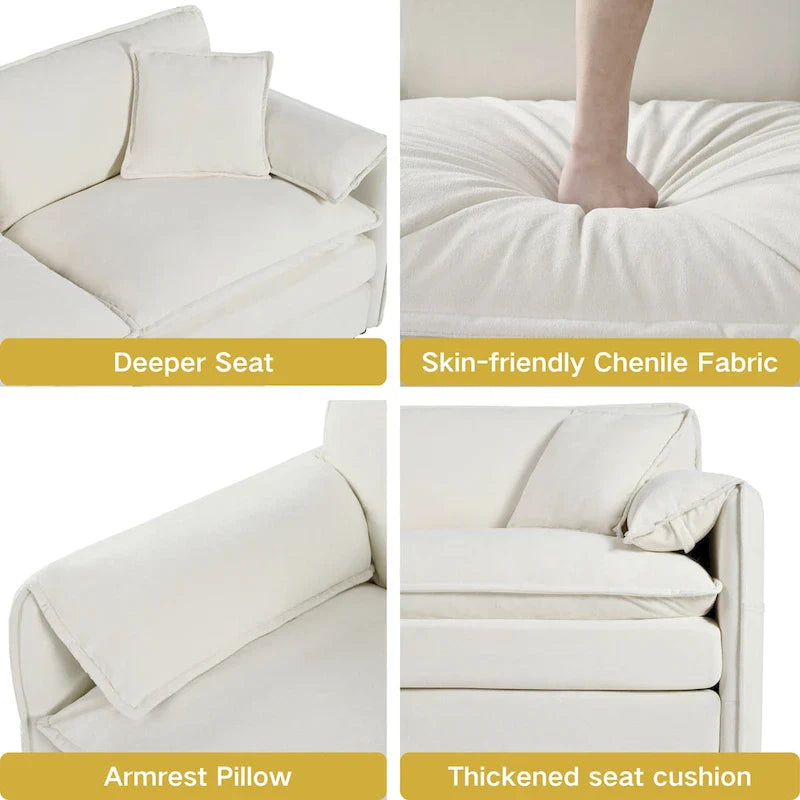 109,45 Canapé sectionnel modulaire en U rembourré en chenille avec coussins double couche, combinaison DIY