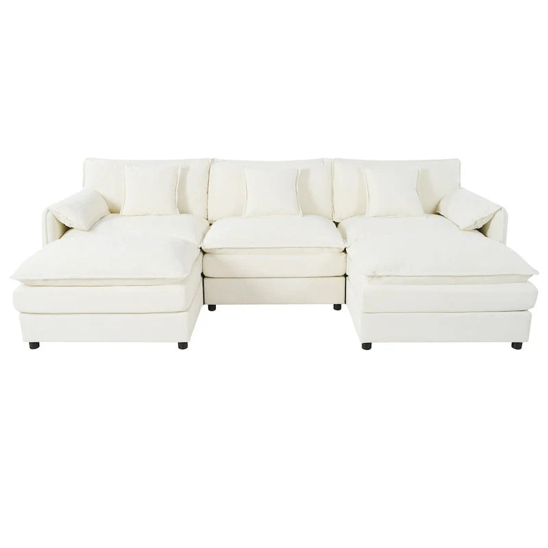 109,45 Canapé sectionnel modulaire en U rembourré en chenille avec coussins double couche, combinaison DIY
