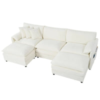 109,45 Canapé sectionnel modulaire en U rembourré en chenille avec coussins double couche, combinaison DIY