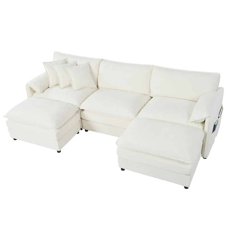 109,45 Canapé sectionnel modulaire en U rembourré en chenille avec coussins double couche, combinaison DIY